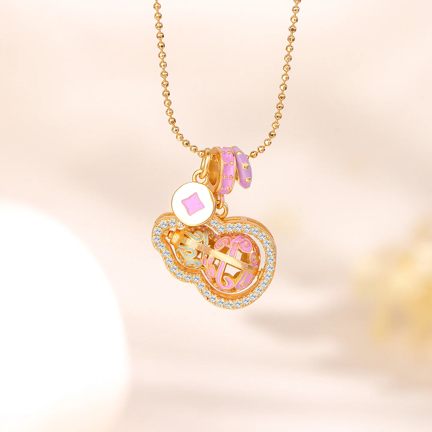 Enamel Dynamic Gourd Necklace For Women — image 3