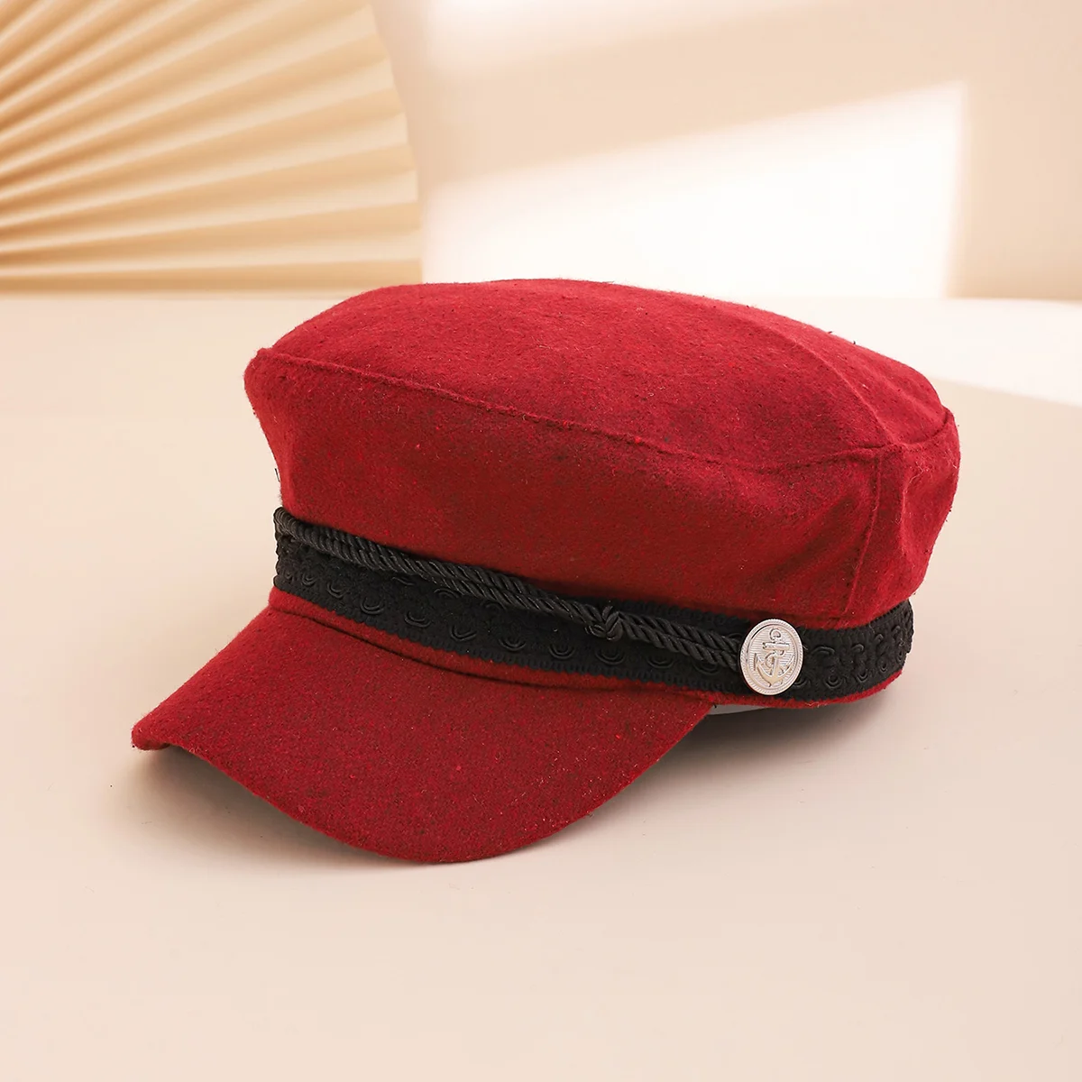 English-style Vintage Newsboy Cap With Lace Edging, Braided Rope, Silver Anchor… — image 8