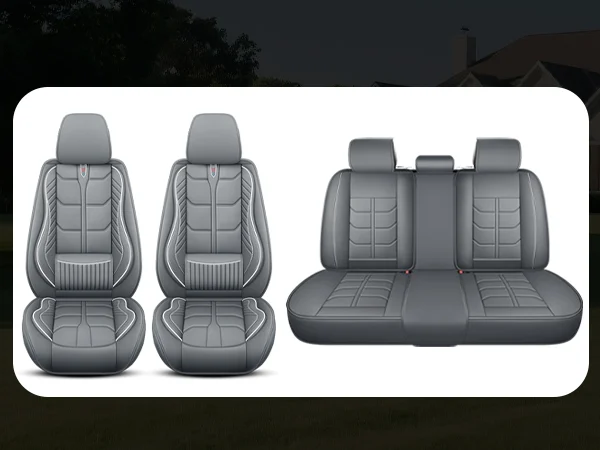 Ergonomic Lumbar Support Full Leather Car Seat Covers Set 5 Seats Comfort Auto Cushion — image 15