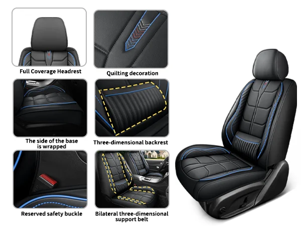 Ergonomic Lumbar Support Full Leather Car Seat Covers Set 5 Seats Comfort Auto Cushion — image 10