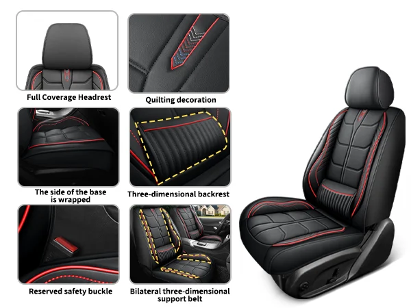 Ergonomic Lumbar Support Full Leather Car Seat Covers Set 5 Seats Comfort Auto Cushion — image 11