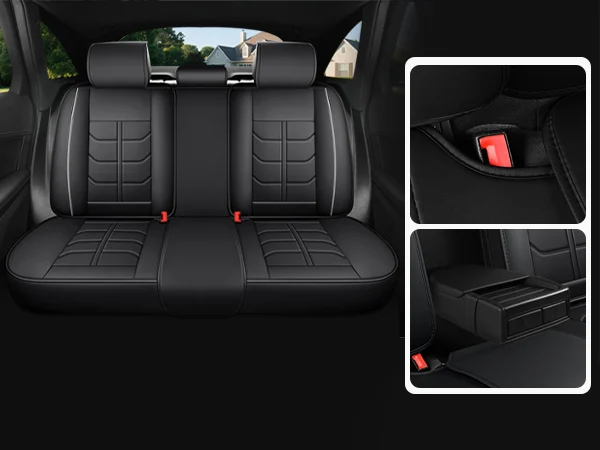Ergonomic Lumbar Support Full Leather Car Seat Covers Set 5 Seats Comfort Auto Cushion — image 6