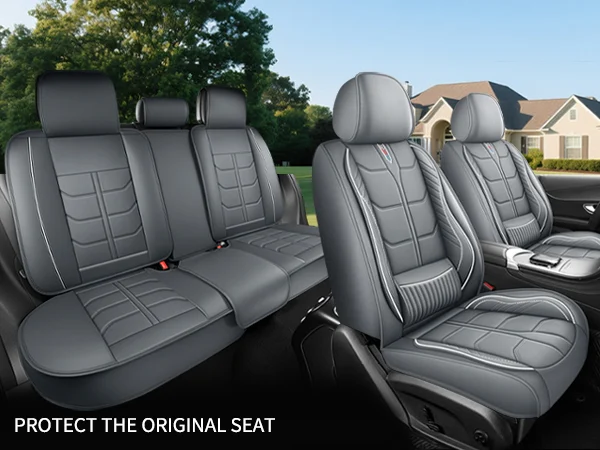 Ergonomic Lumbar Support Full Leather Car Seat Covers Set 5 Seats Comfort Auto Cushion — image 7