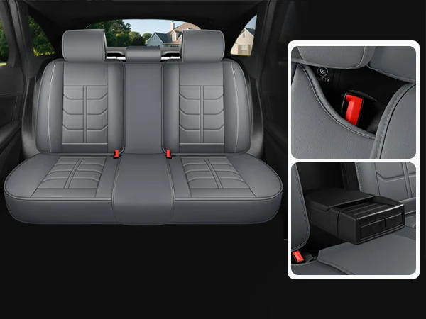 Ergonomic Lumbar Support Full Leather Car Seat Covers Set 5 Seats Comfort Auto Cushion — image 5