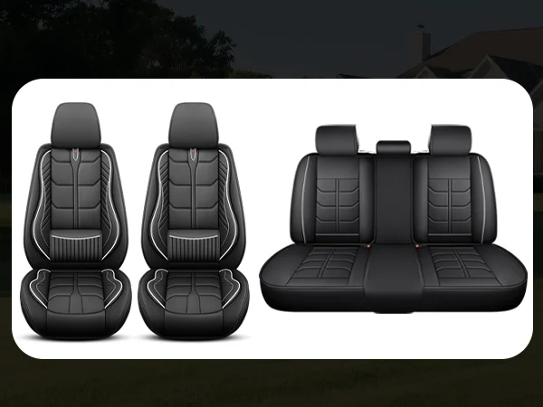 Ergonomic Lumbar Support Full Leather Car Seat Covers Set 5 Seats Comfort Auto Cushion — image 3