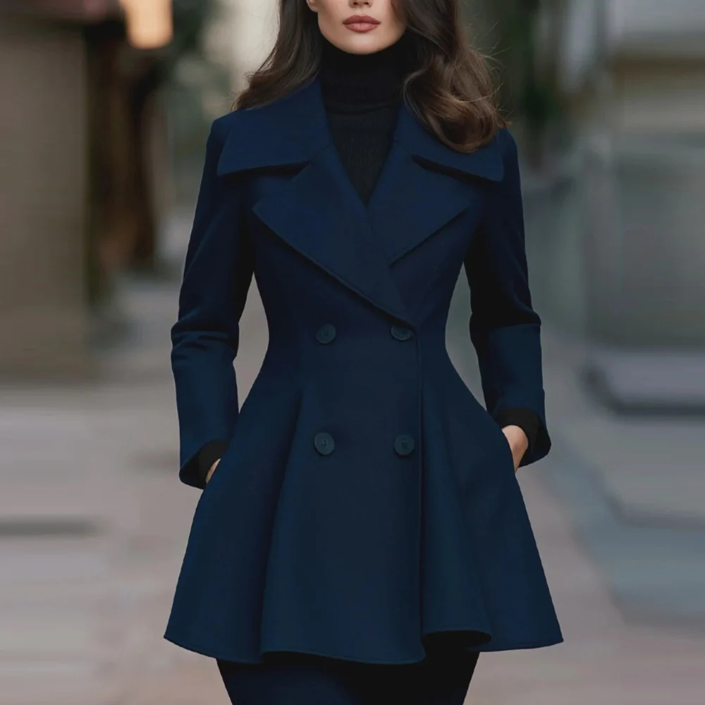 Europe And The United States Autumn Winter New Independent Station Solid Color Lapel… — image 4