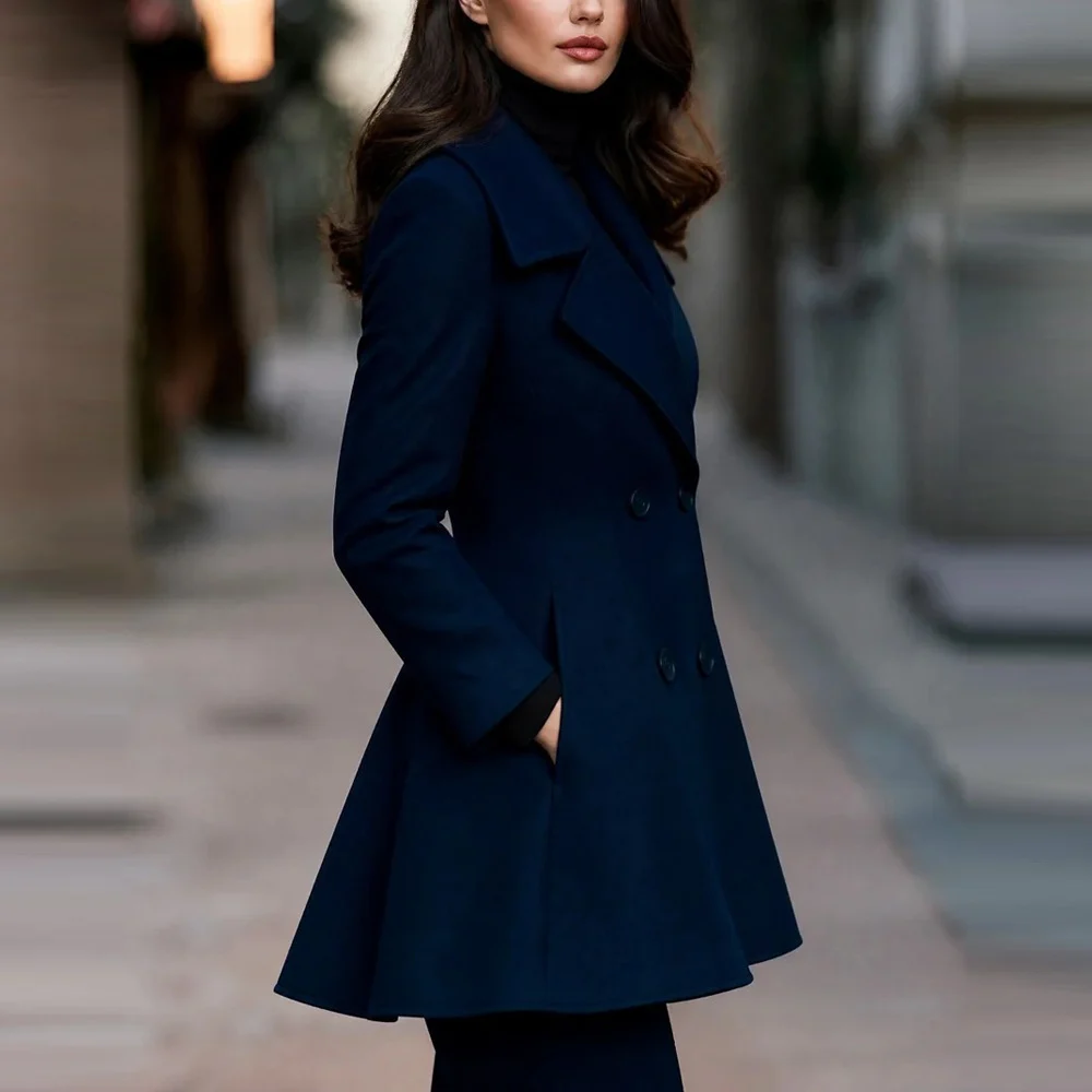 Europe And The United States Autumn Winter New Independent Station Solid Color Lapel… — image 2