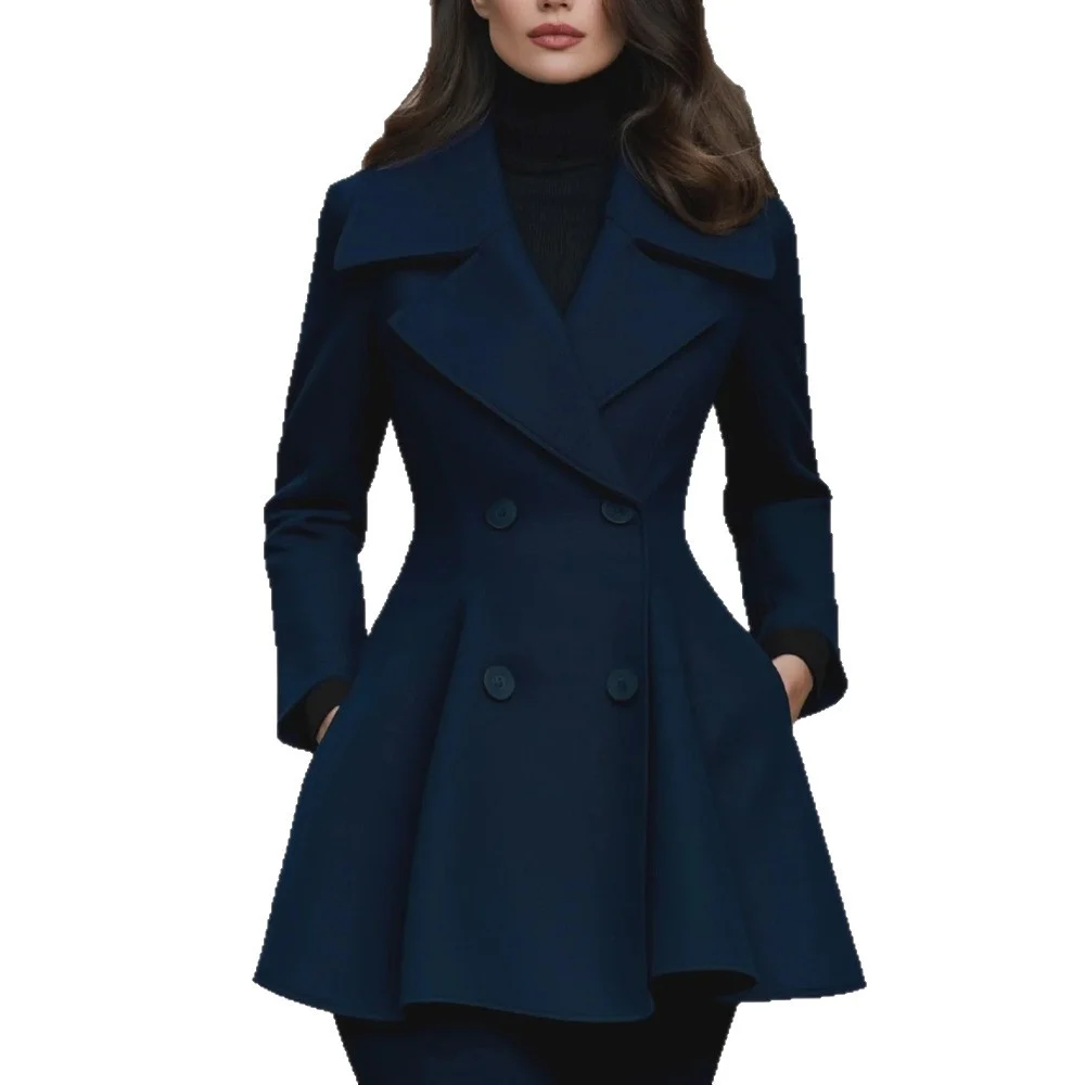 Europe And The United States Autumn Winter New Independent Station Solid Color Lapel… — image 3