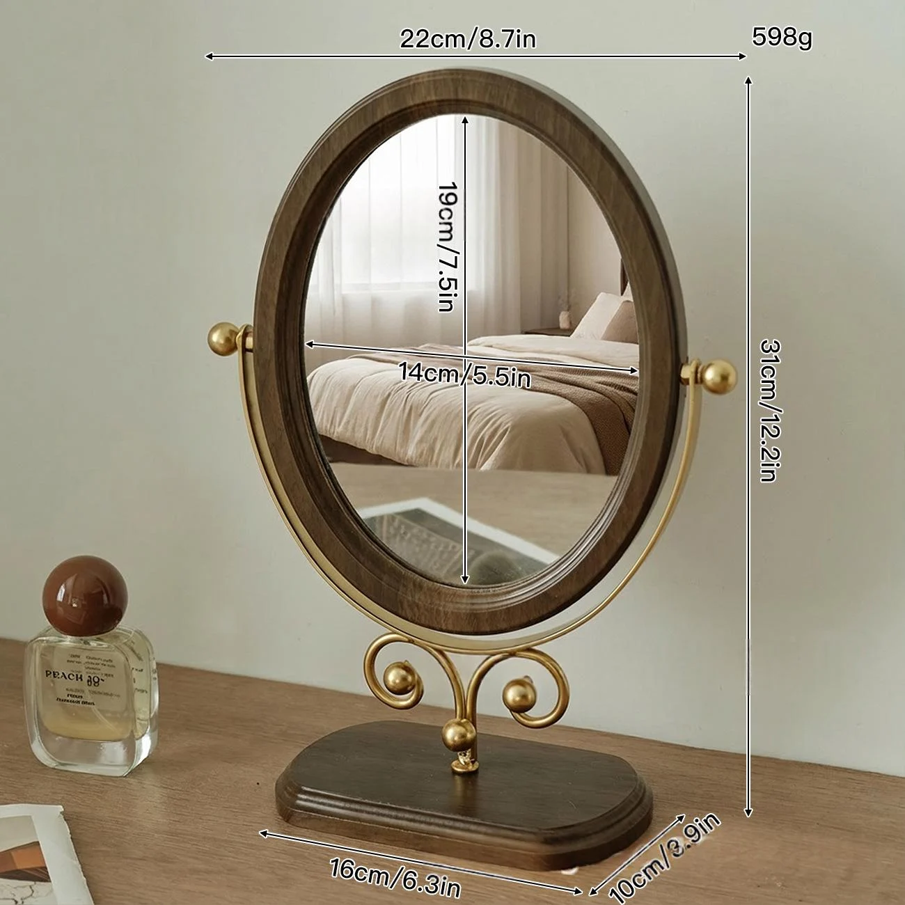 European-style Desktop Simple Makeup Rotating Mirror — variant image