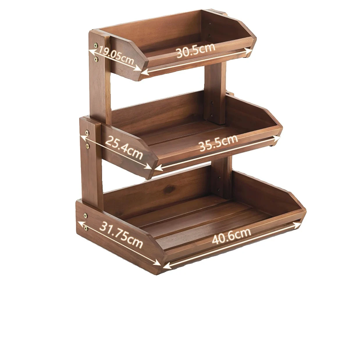 European-style Teak Wood Tabletop Double-tier Fruit Rack — image 2