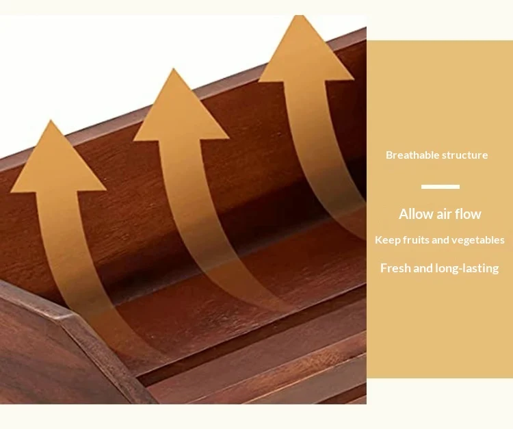 European-style Teak Wood Tabletop Double-tier Fruit Rack — image 1