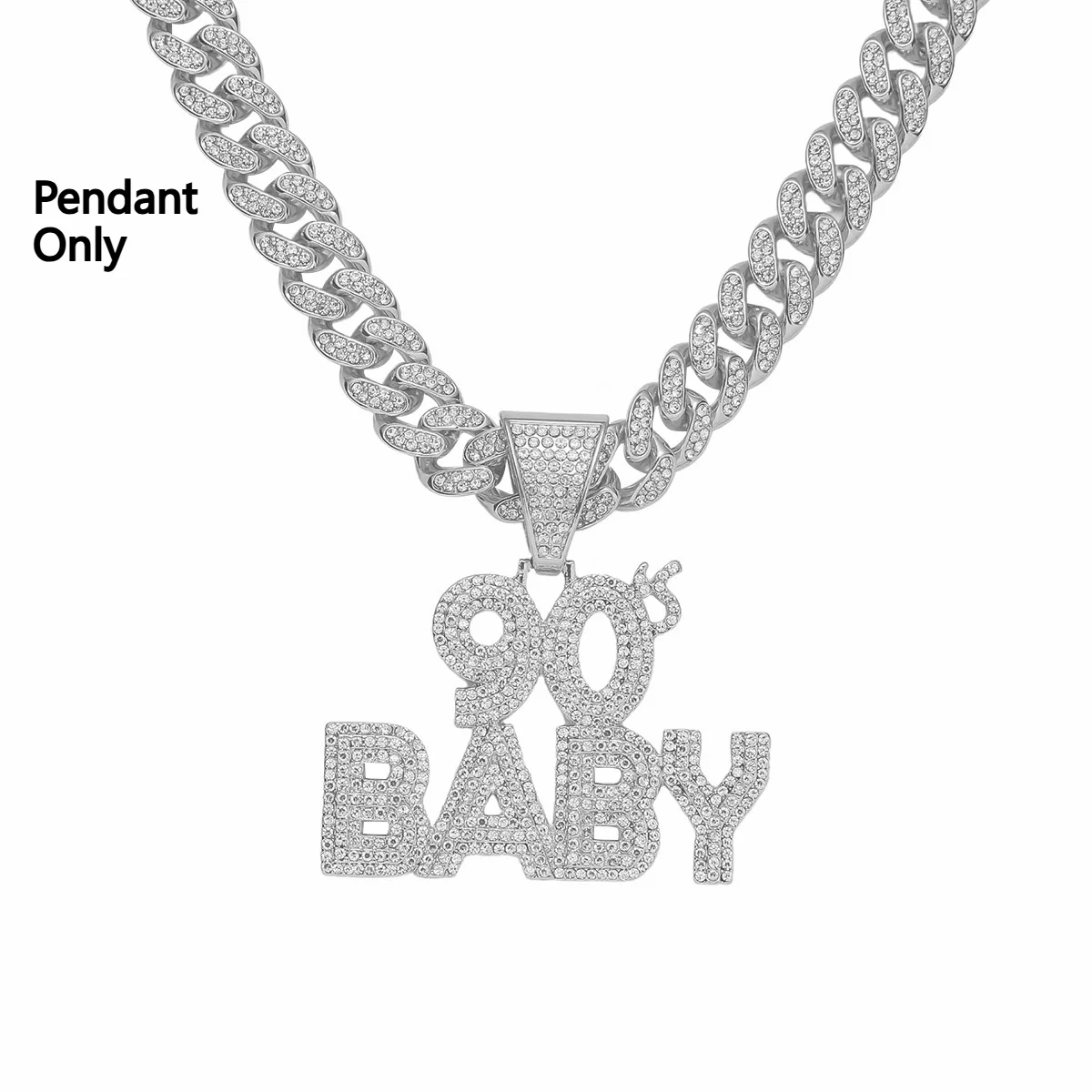 Exaggerated BABY Letter Full-diamond Pendant Necklace — image 7