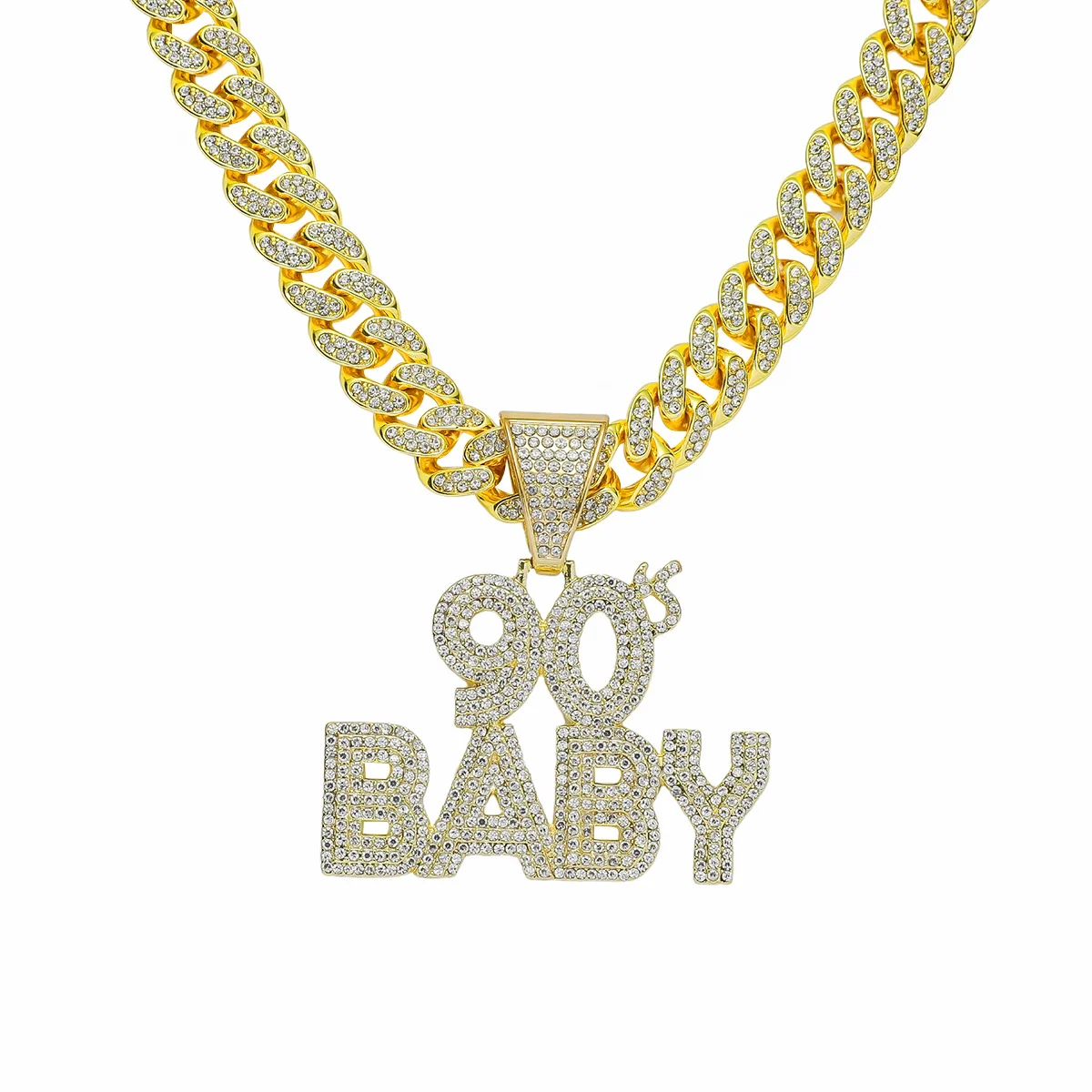 Exaggerated BABY Letter Full-diamond Pendant Necklace — image 5