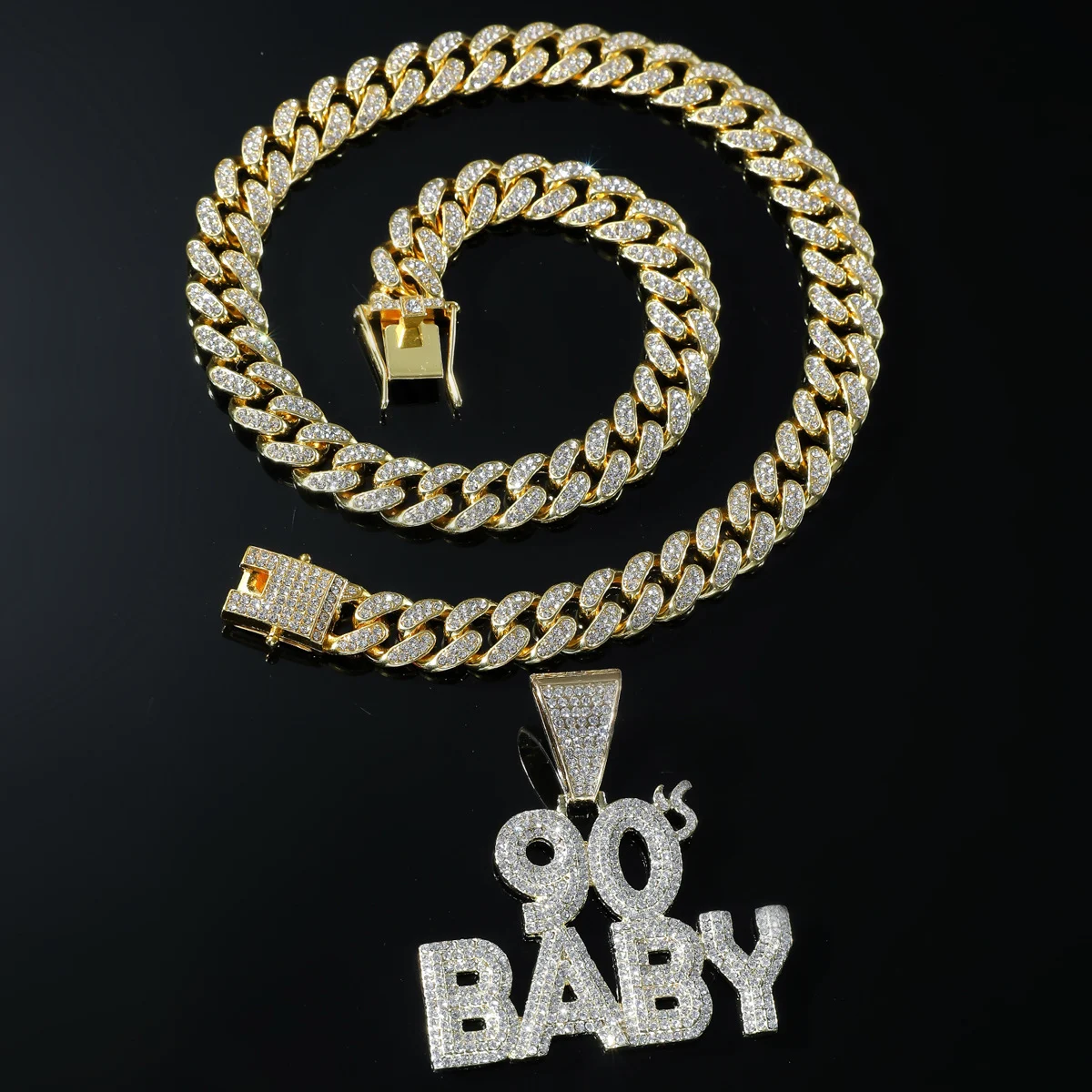 Exaggerated BABY Letter Full-diamond Pendant Necklace — image 2
