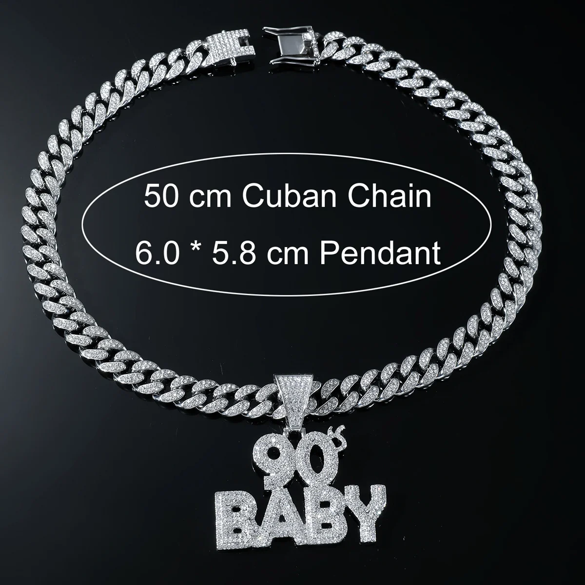 Exaggerated BABY Letter Full-diamond Pendant Necklace — image 3