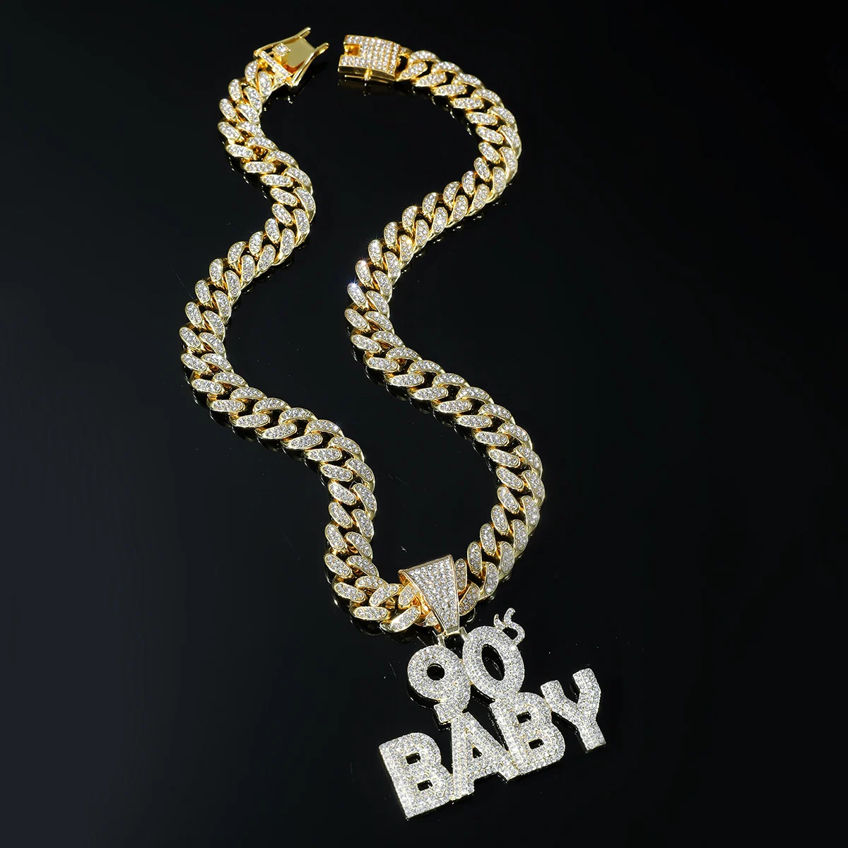 Exaggerated BABY Letter Full-diamond Pendant Necklace — image 4