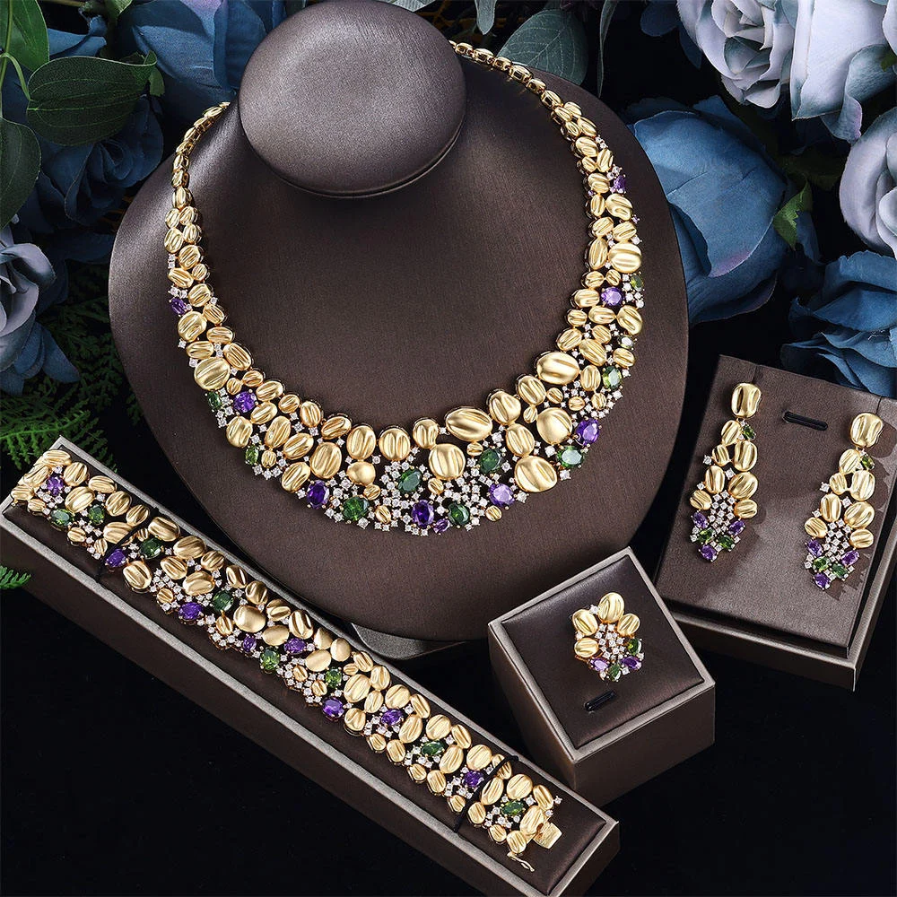 Exaggerated Necklace And Earring Wedding Set, Luxurious Fashionable — image 2