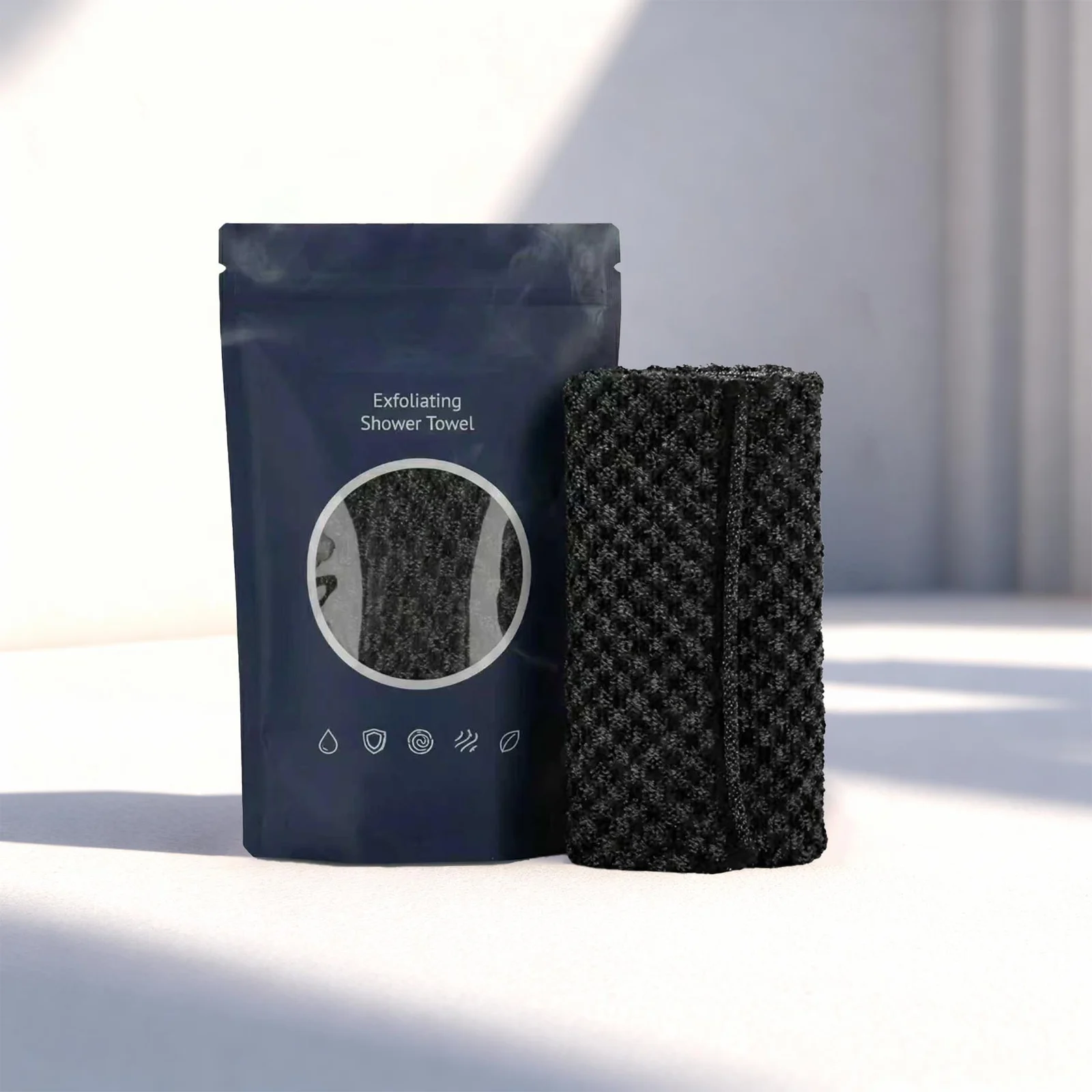 Exfoliating Bath Towel Black Checkered 1pc-bag — image 4