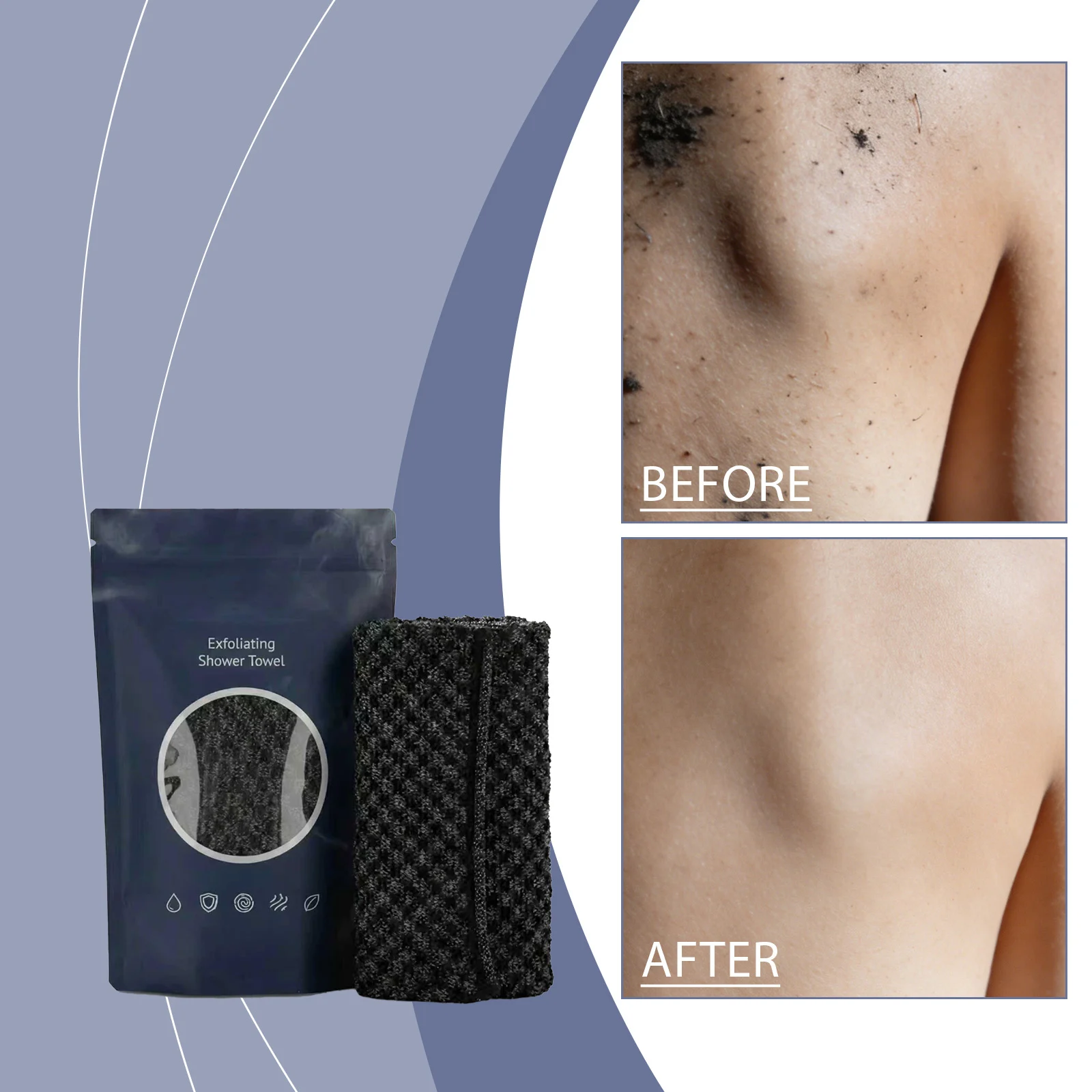 Exfoliating Bath Towel Black Checkered 1pc-bag — image 2