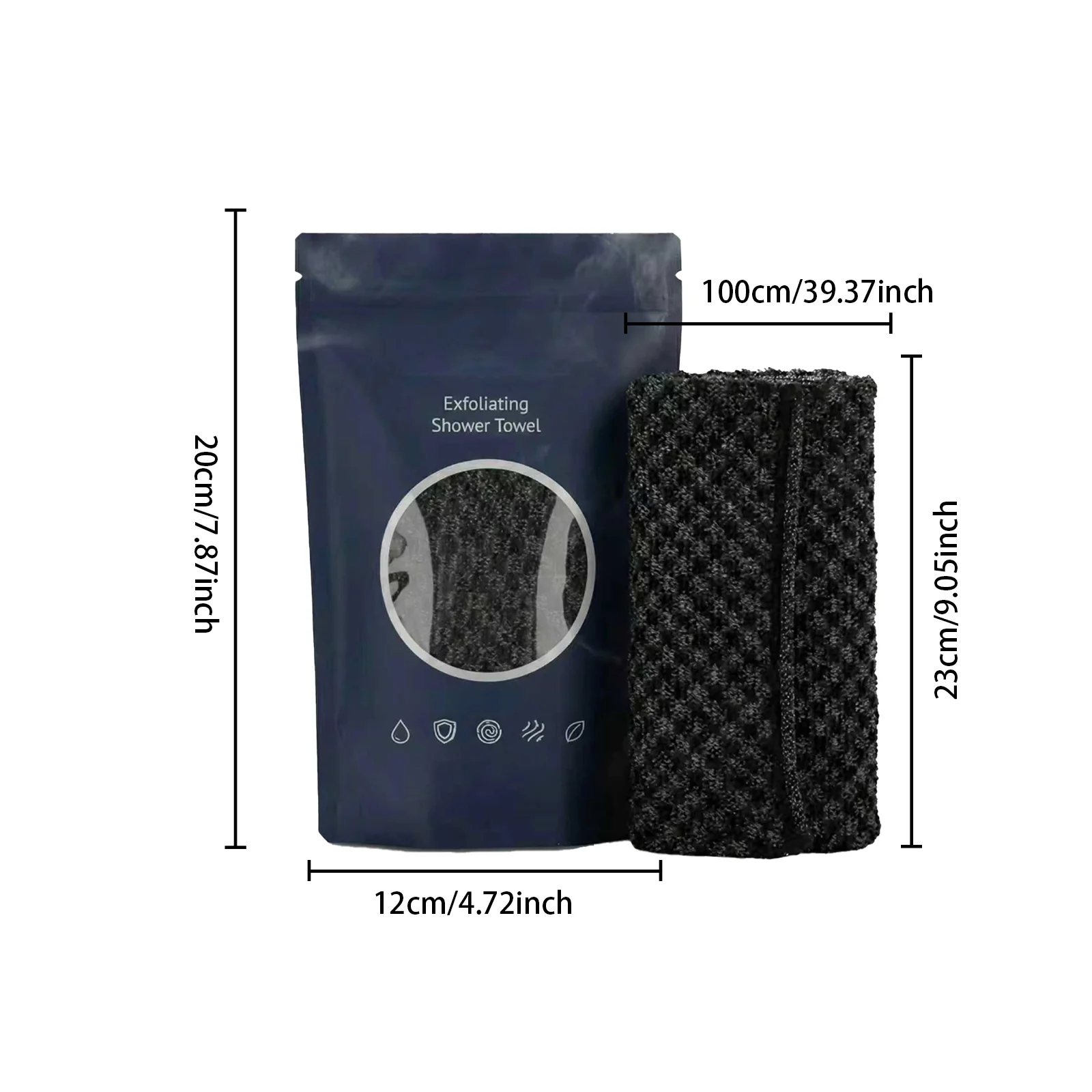 Exfoliating Bath Towel Black Checkered 1pc-bag — image 6