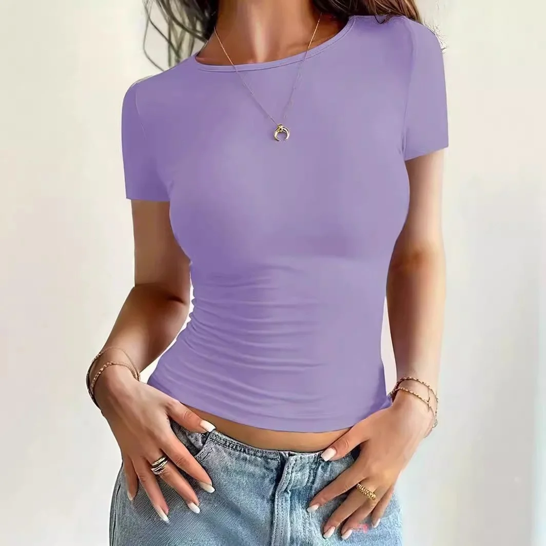 Explosions Europe And The United States Short Slim Round Neck Sleeve T-shirt — image 10