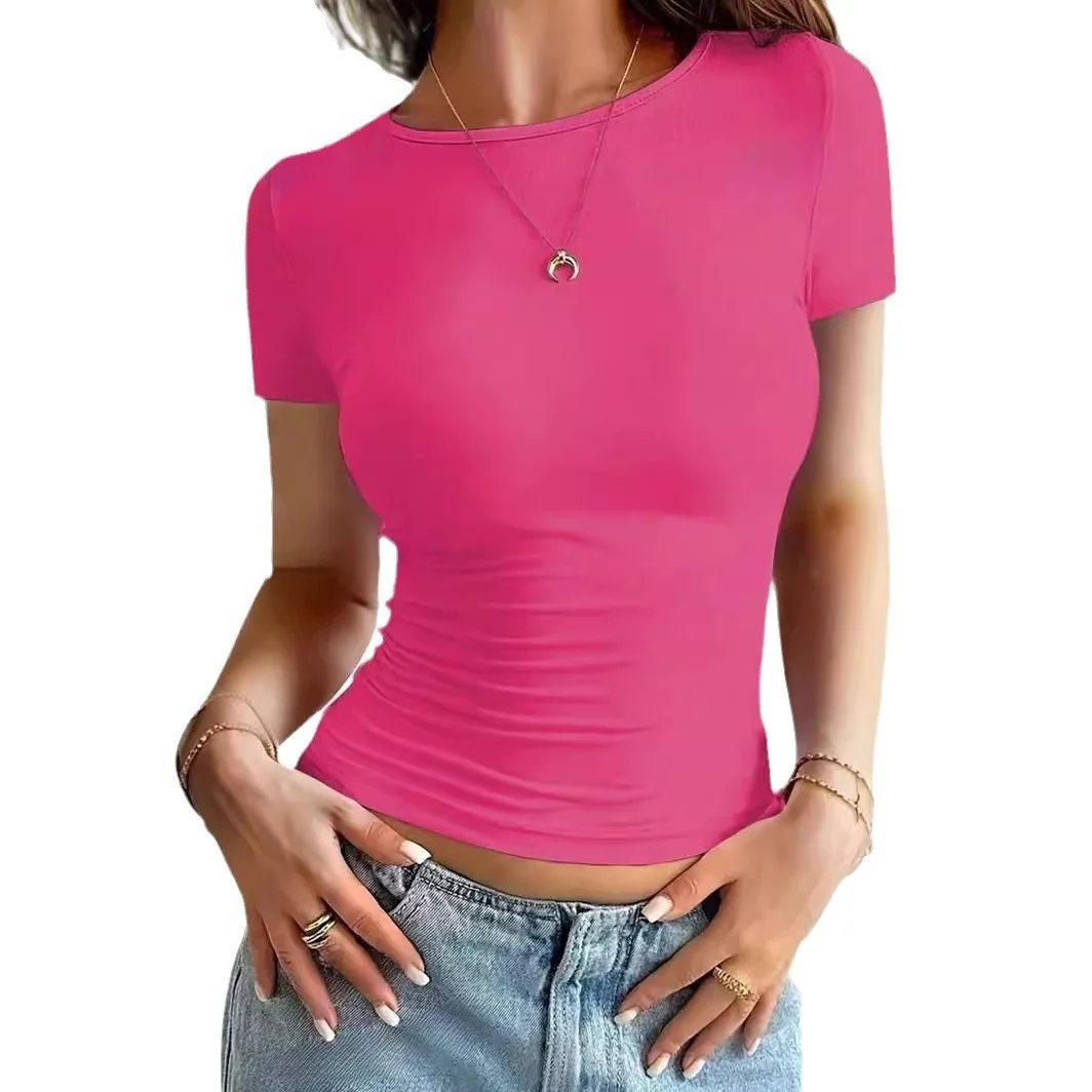 Explosions Europe And The United States Short Slim Round Neck Sleeve T-shirt — image 4