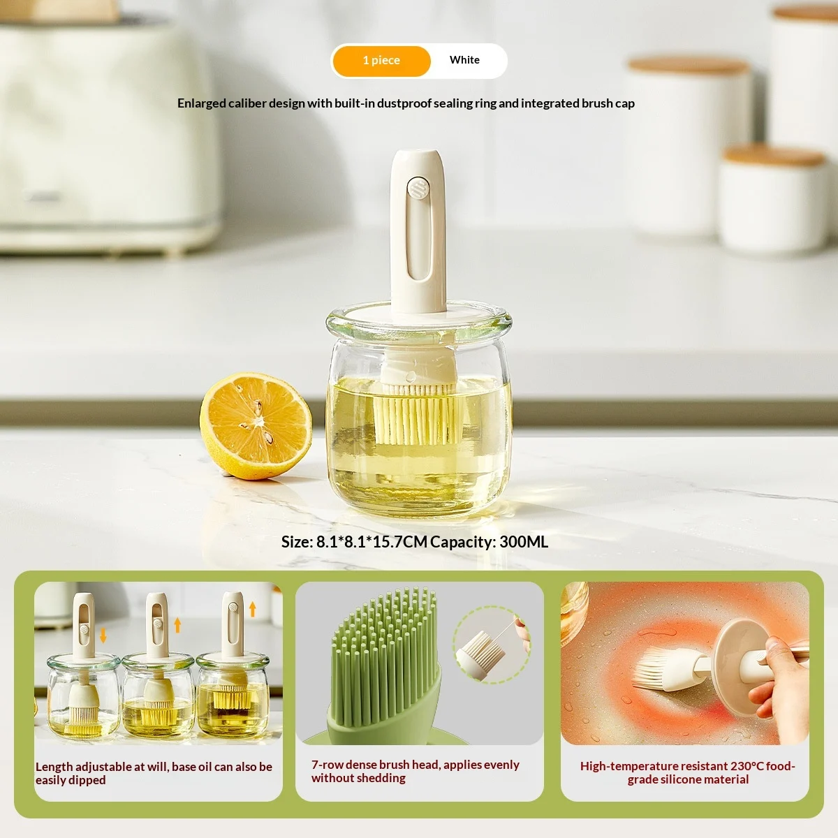 Extendable Oil Brush Bottle With Integrated Caphigh-temperature Resistant Silicone — image 4