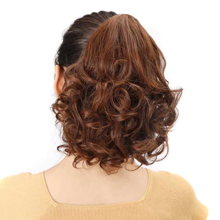 Fake Ponytail Short Curly Hair Claw Clip Realistic Pear Flower Chemical Fiber — image 6