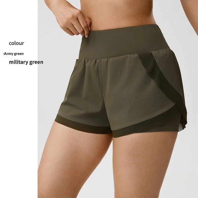 Fake Two-piece Yoga Shorts Womens Thin-style Athletic Fitness — image 5