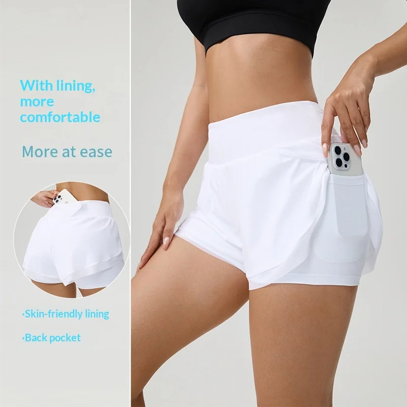 Fake Two-piece Yoga Shorts Womens Thin-style Athletic Fitness — image 6
