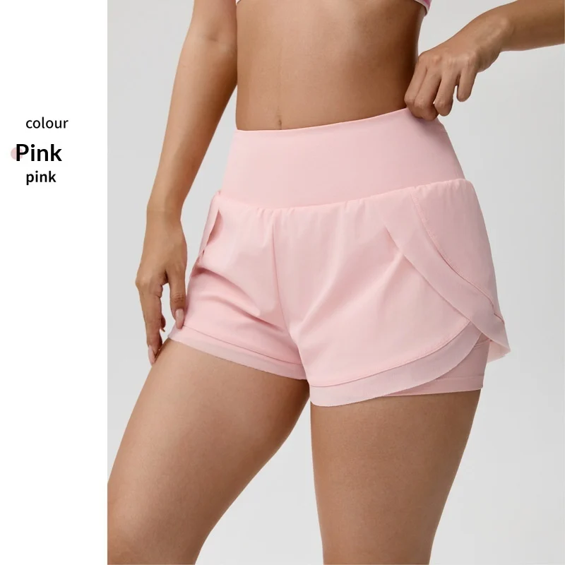 Fake Two-piece Yoga Shorts Womens Thin-style Athletic Fitness — image 3