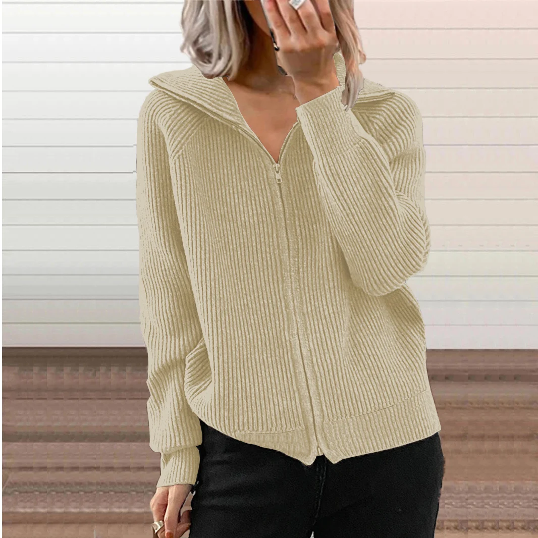 Fall And Winter New Style Striped Casual Jackets, Loose Knitted Tops With Zippers,… — image 7