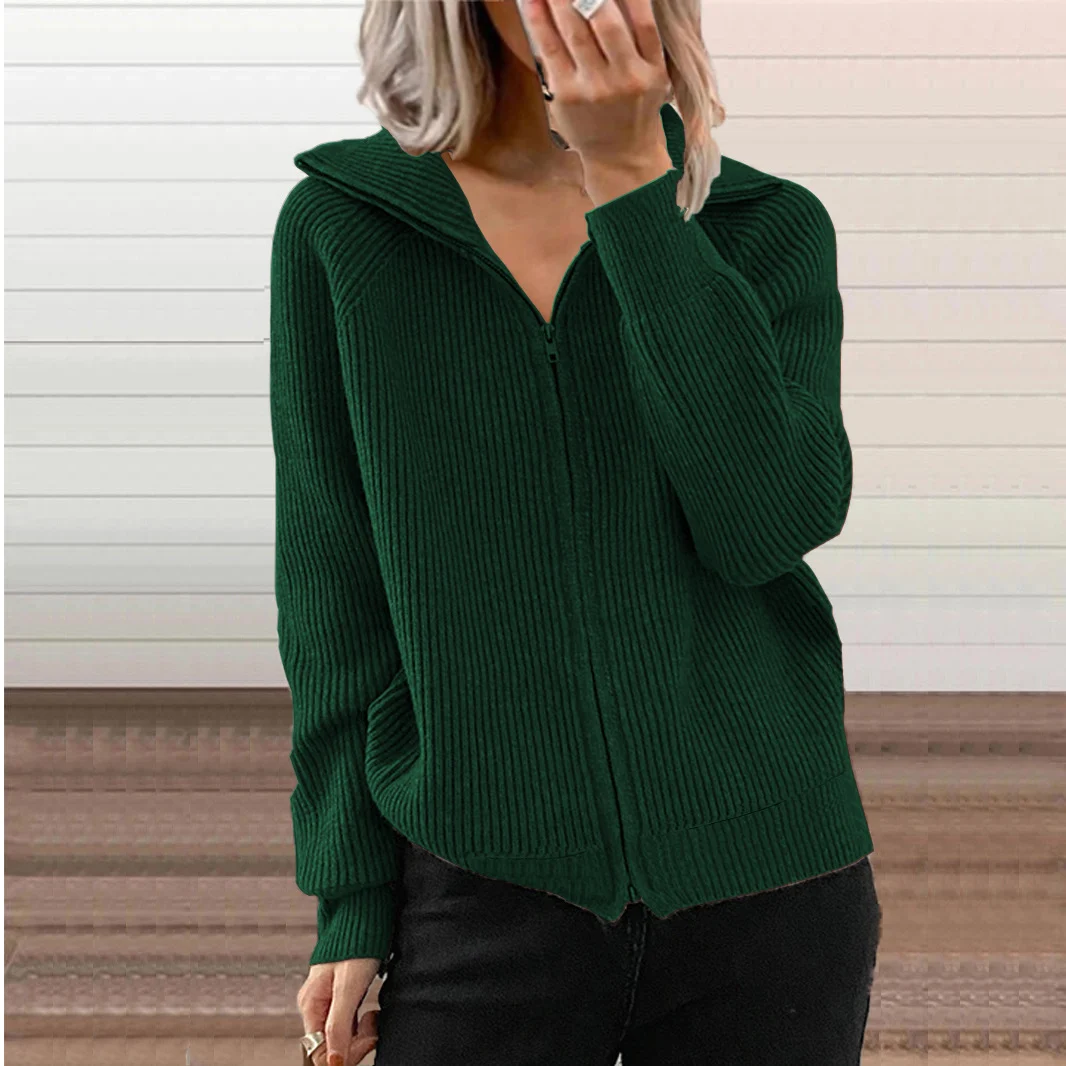 Fall And Winter New Style Striped Casual Jackets, Loose Knitted Tops With Zippers,… — image 3