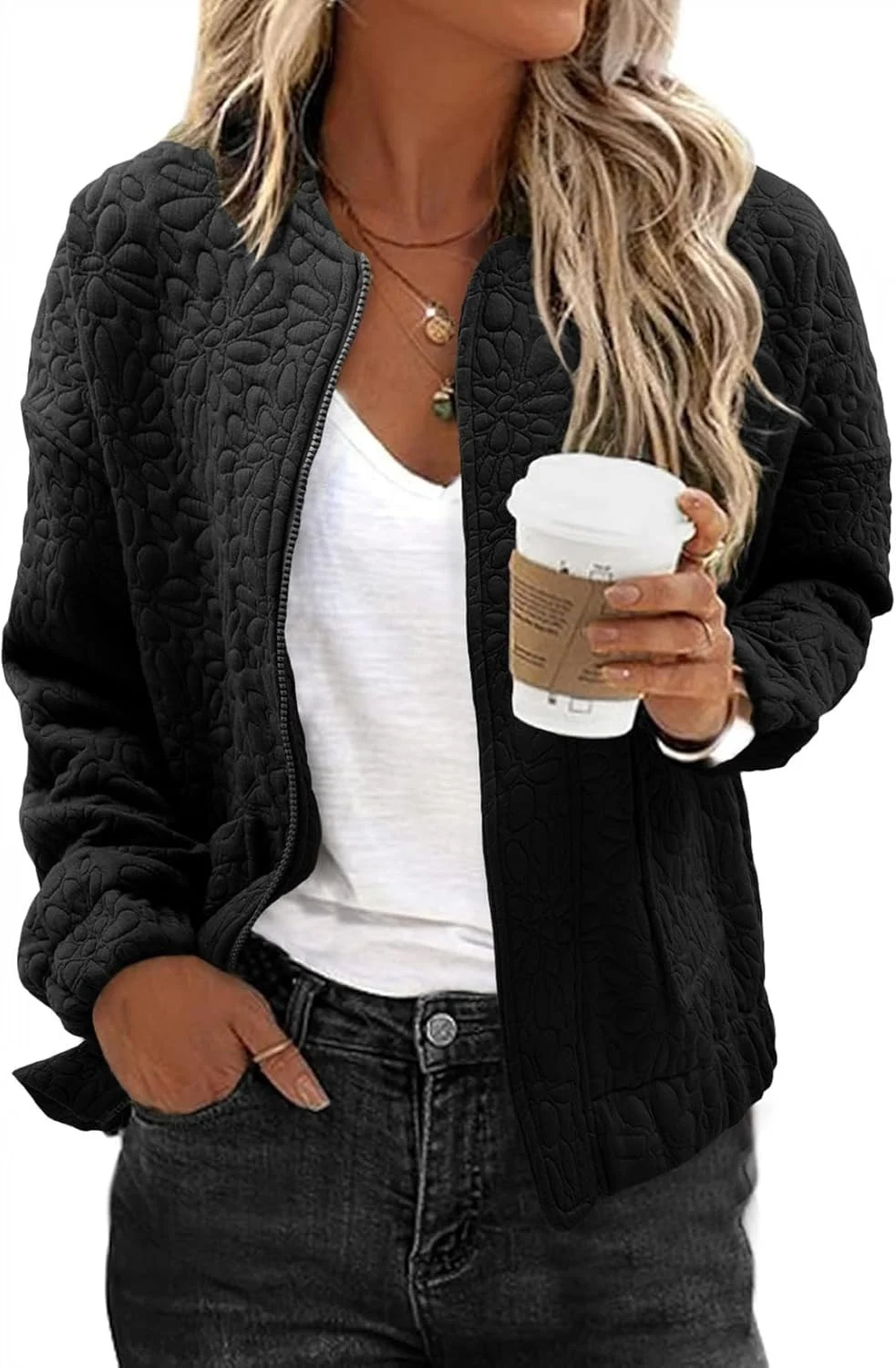 Fall Winter Hotselling Women's Solidtexturedcasualopenfront Cardigan Coat — image 6