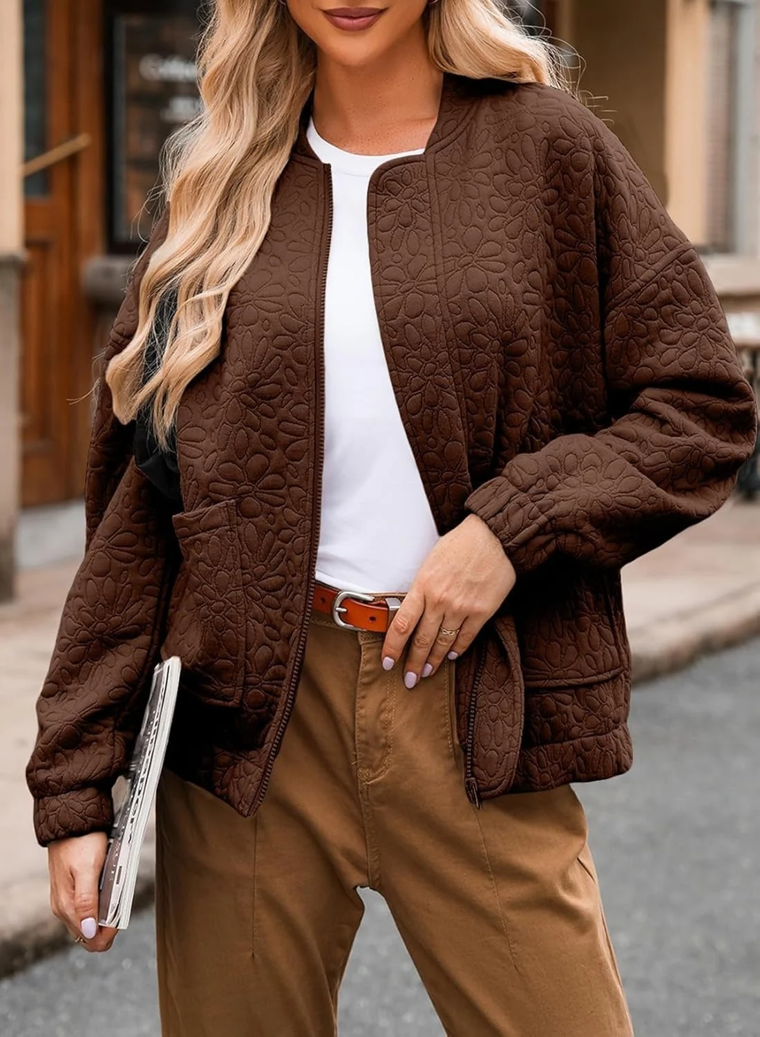 Fall Winter Hotselling Women's Solidtexturedcasualopenfront Cardigan Coat — image 4