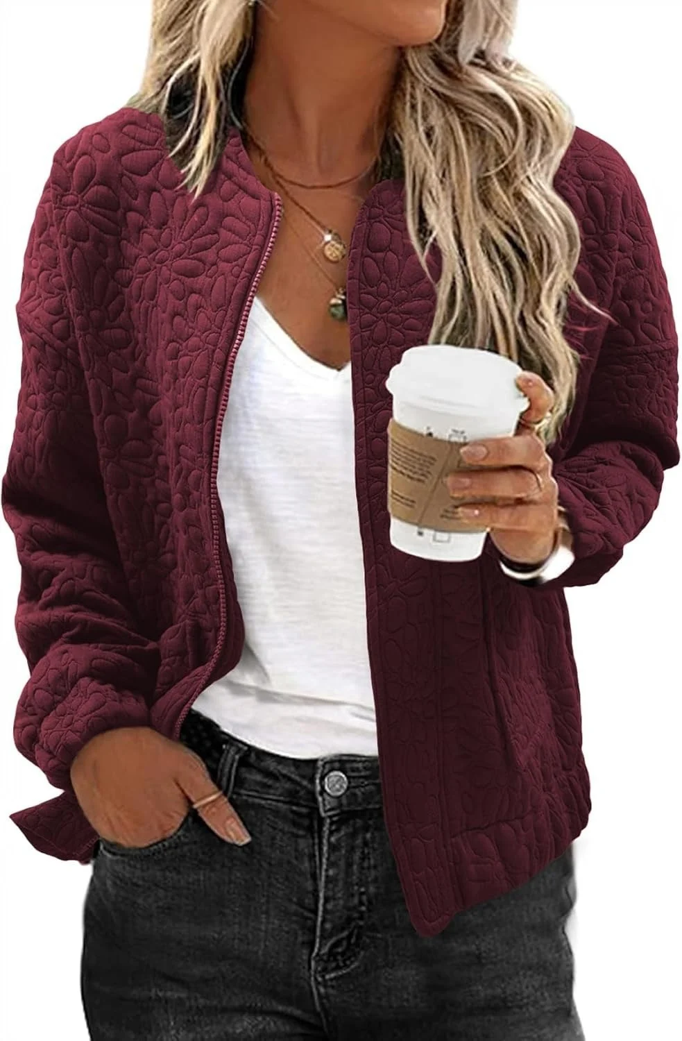 Fall Winter Hotselling Women's Solidtexturedcasualopenfront Cardigan Coat — image 7