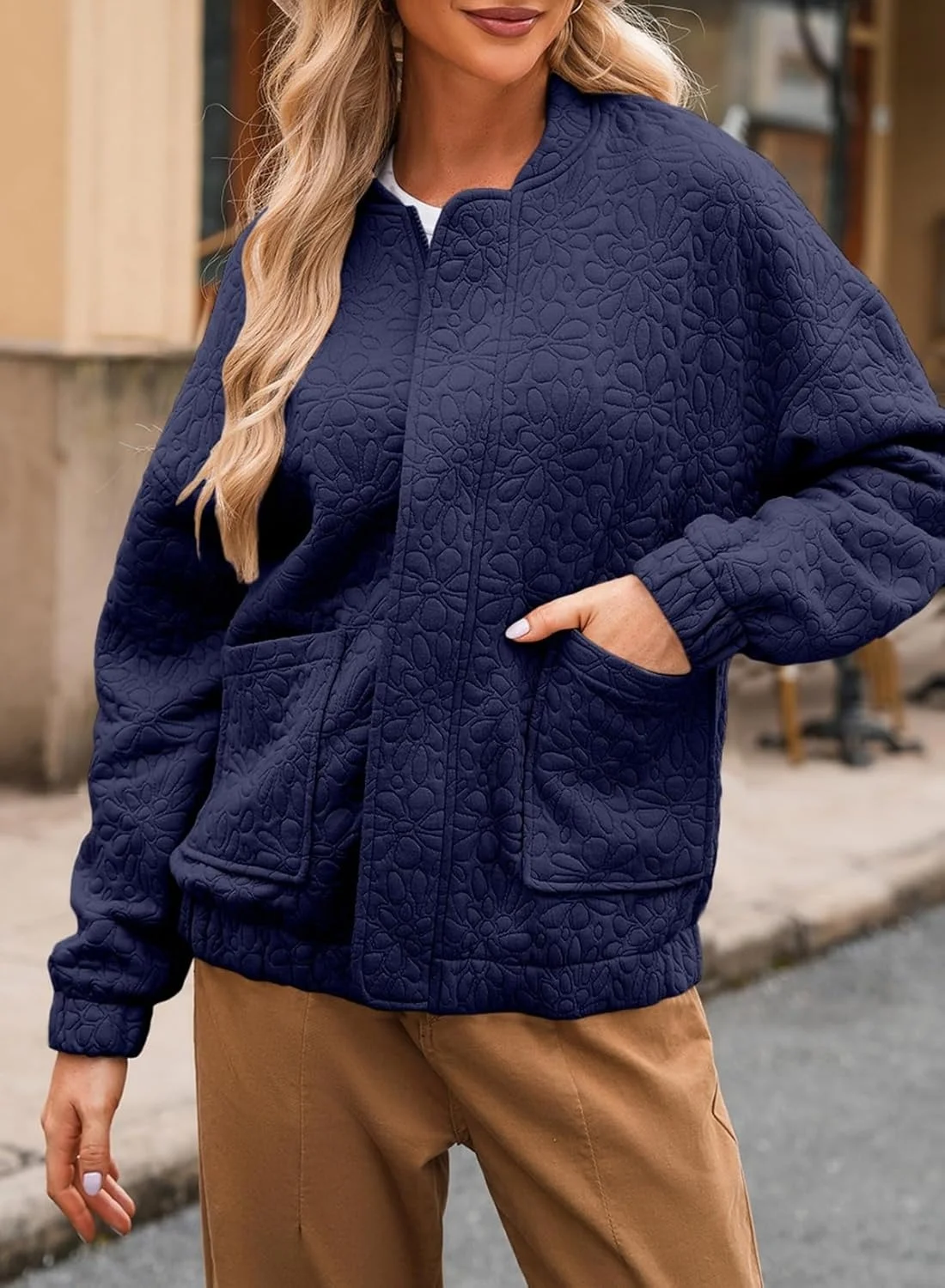 Fall Winter Hotselling Women's Solidtexturedcasualopenfront Cardigan Coat — image 5