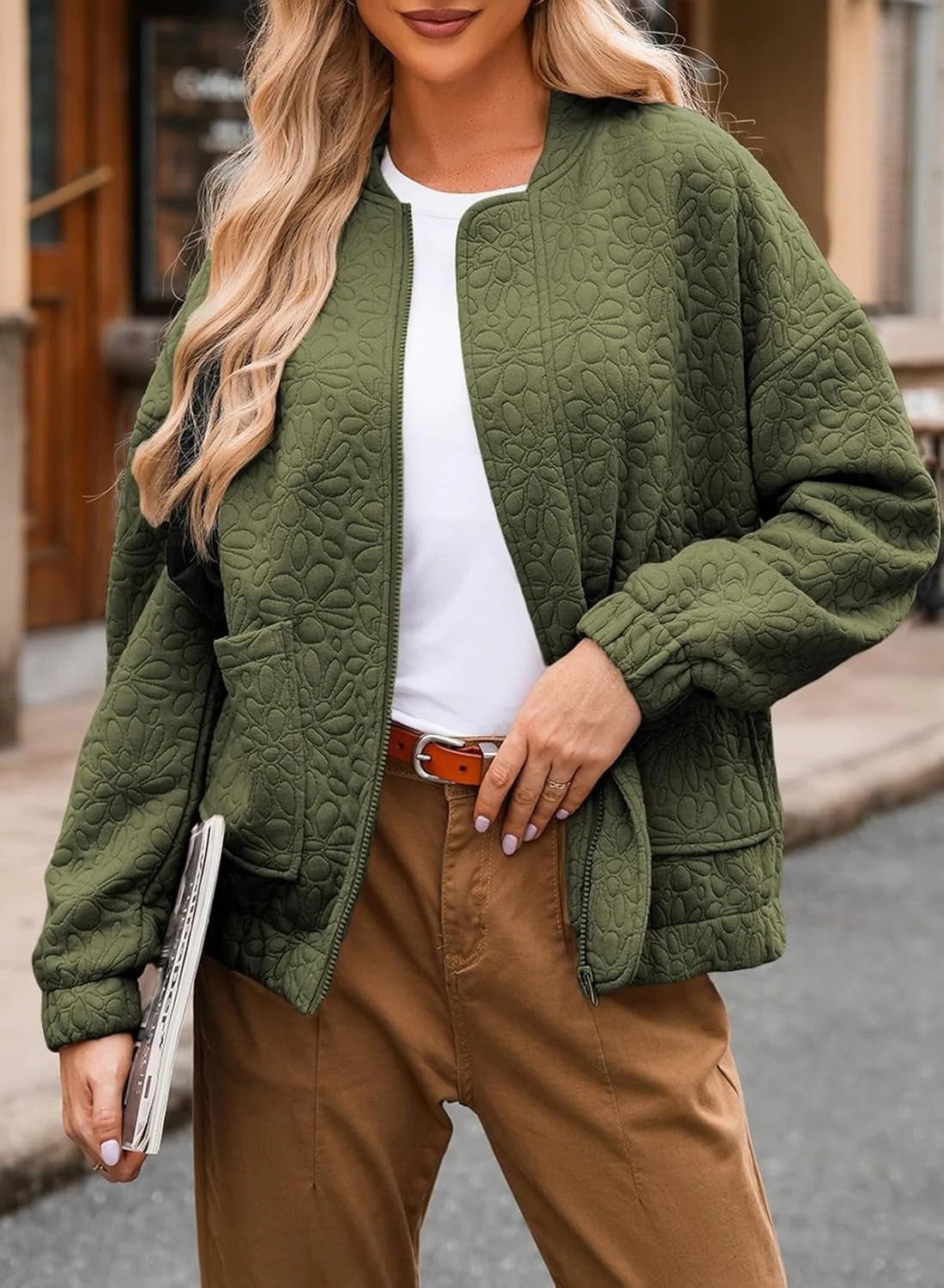 Fall Winter Hotselling Women's Solidtexturedcasualopenfront Cardigan Coat — image 3