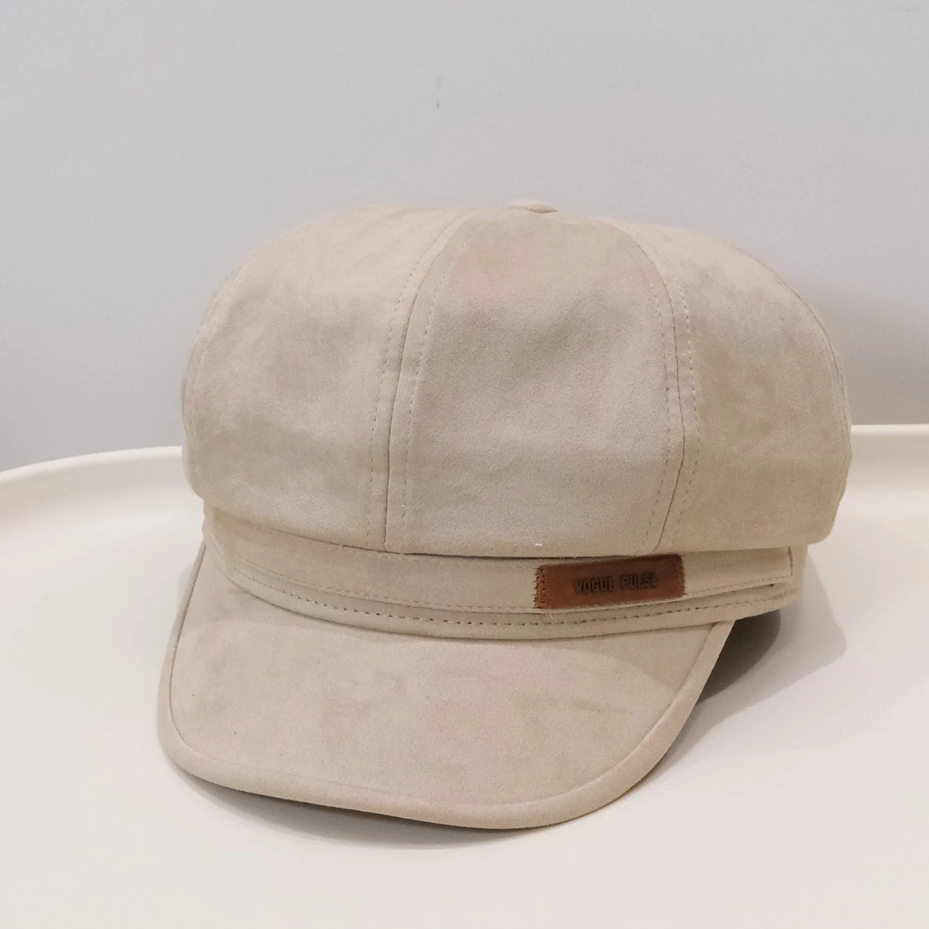 Fall Winter Pure Color Elegant All-purpose Octagonal Newsboy Hat Retro British Style… — image 1
