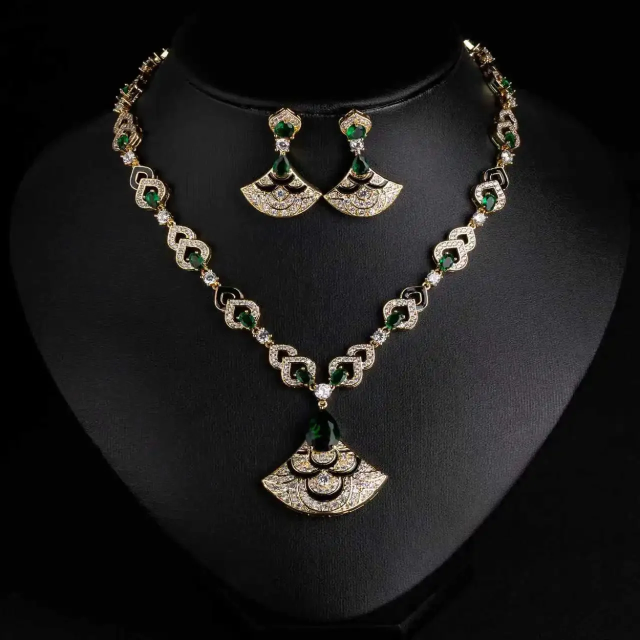 Fan Shape Micro Paved Zircon Jewelry Set Fashion Women Necklace For Daily Banquet… — image 5