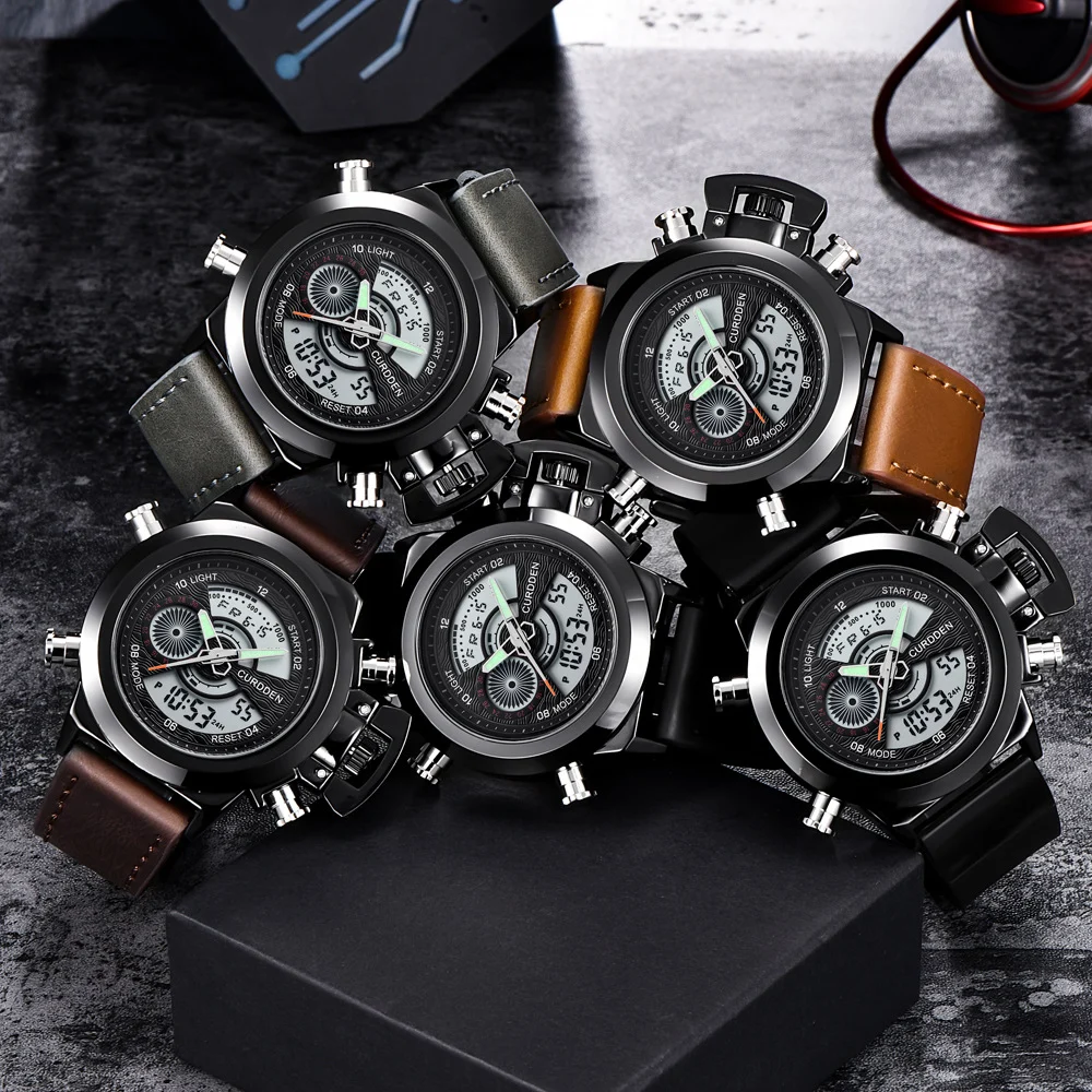 Fashion Belt Multi-functional Double Display Sports Watch For Men — image 3