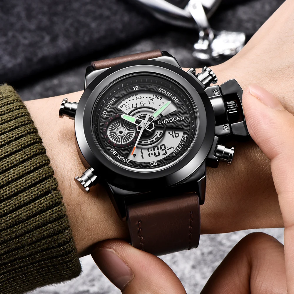 Fashion Belt Multi-functional Double Display Sports Watch For Men — image 2