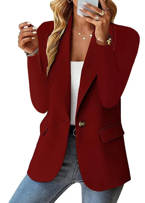 Fashion Casual Women Blazer Long-sleeved Solid Color Cardigan Small Suit Jacket For… — image 3