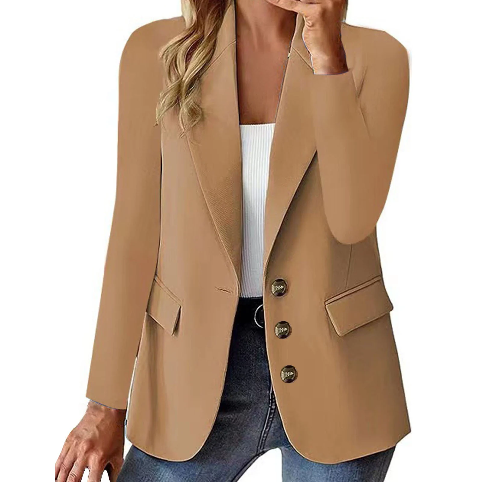 Fashion Casual Women Blazer Long-sleeved Solid Color Cardigan Small Suit Jacket For… — image 12