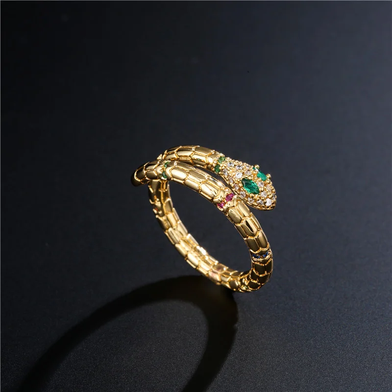 Fashion Gold Color Snake Ring For Women Girl Adjustable Exquisite Shiny Cubic Zirconia… — image 5
