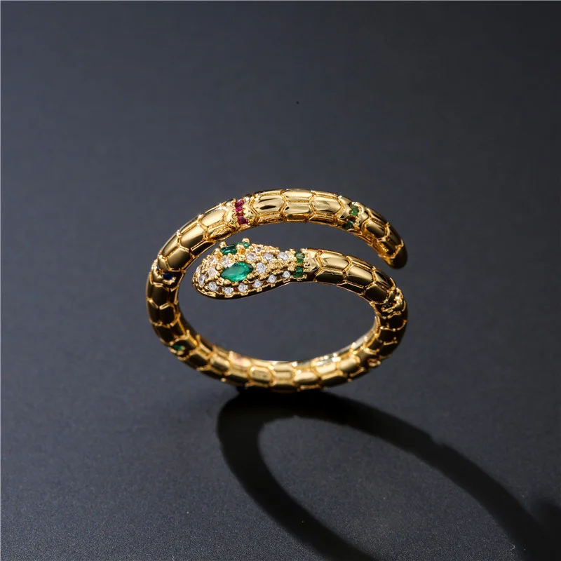 Fashion Gold Color Snake Ring For Women Girl Adjustable Exquisite Shiny Cubic Zirconia… — image 2