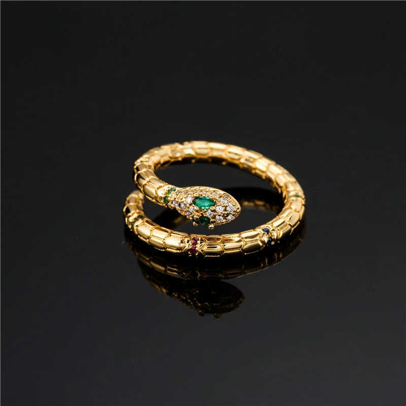 Fashion Gold Color Snake Ring For Women Girl Adjustable Exquisite Shiny Cubic Zirconia… — image 3