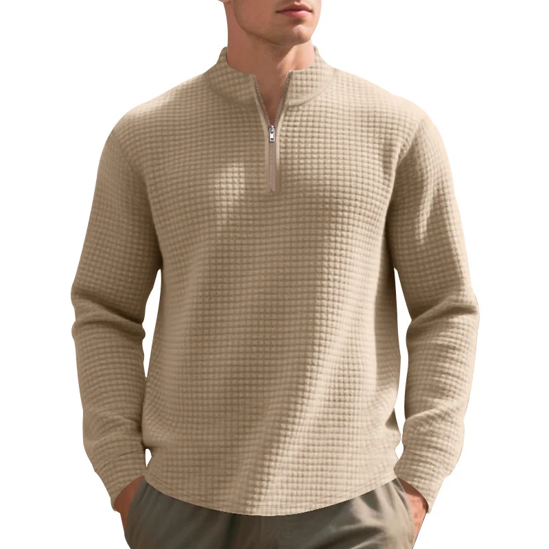 Fashion Half Zipper Small Square Sweepshirt Men's Spring And Autumn Vertical Collar — image 3