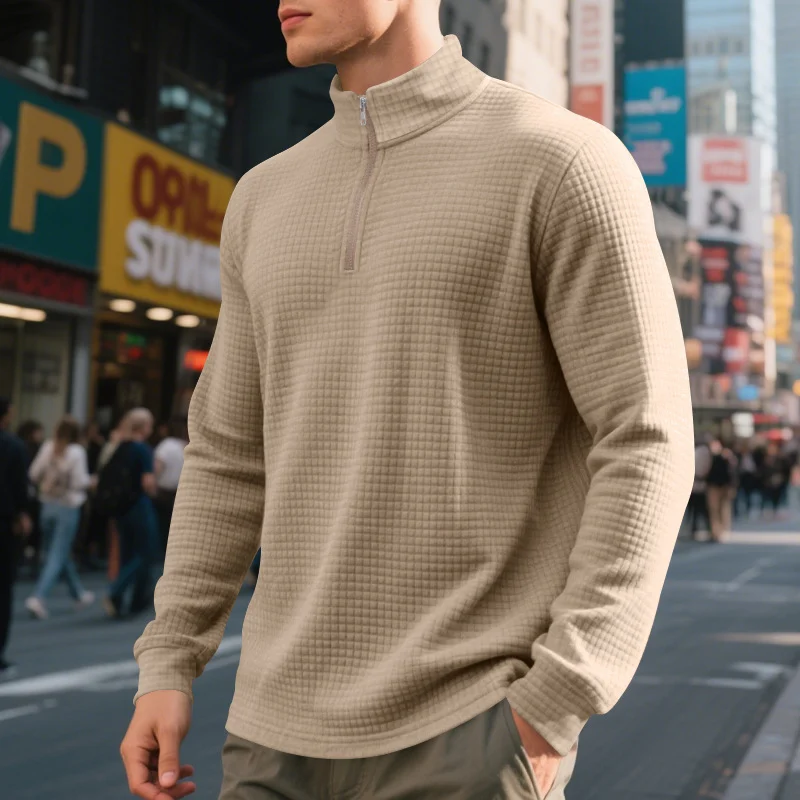 Fashion Half Zipper Small Square Sweepshirt Men's Spring And Autumn Vertical Collar — image 6
