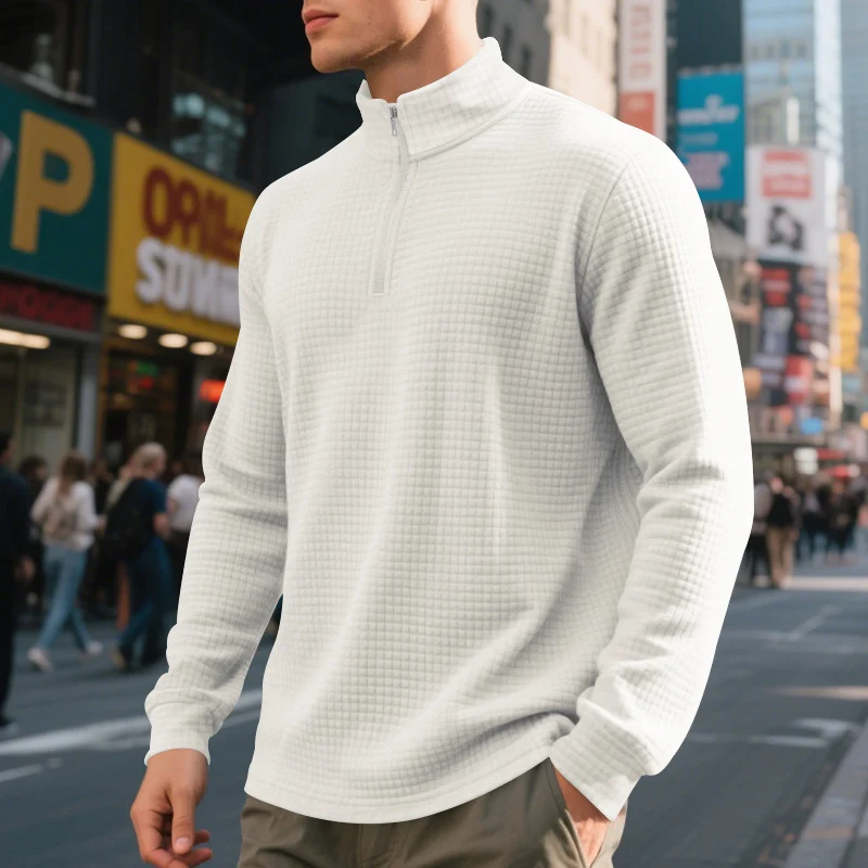 Fashion Half Zipper Small Square Sweepshirt Men's Spring And Autumn Vertical Collar — image 9